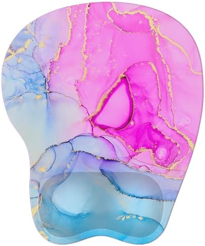 Upgrade Ergonomic Mouse Pad,Non Slip Mousepad Wrist Rest Support for Office, Computer, Laptop & Mac(B-Pink Blue Marble)