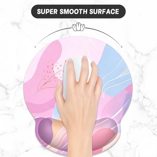 ITNRSIIET Ergonomic Mouse Pad with Wrist Support Wrist Rest Smooth Surface Non-Slip Rubber Base Comfortable Office Supplies Pain Relief, 9.8 x 9.1 inches, Art Style Pattern
