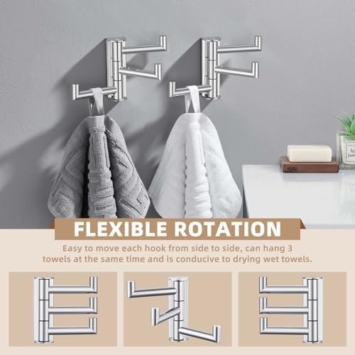 Suyar Swivel Towel Hook Polished Chrome, Bathroom Robe Holder with 3 Arms