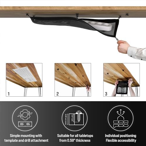 Cable Management net - Under Desk Cable Management Tray - Cable net - Wire Management Under Desk - Cord Organizer