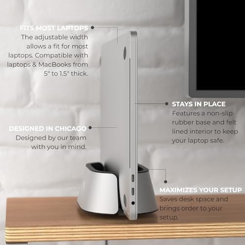 HumanCentric Vertical Laptop Stand in Silver Aluminum, Adjustable