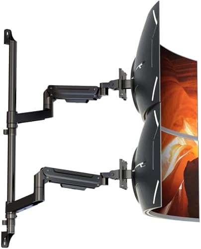 PUTORSEN Dual Monitor Wall Mount Fits 17-49" Ultrawide Screens, Black