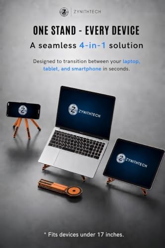Upgraded Magnetic Laptop Stand for Desk, 4-in-1 Foldable Computer Stand, N52 Strong Magnetic Riser with Portable Holder for MacBook, iPad, Office & Travel (Orange)