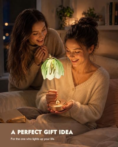 Nusogon Cordless Flower Table Lamp, 5200mAh Small Rechargeable Touch Lamp