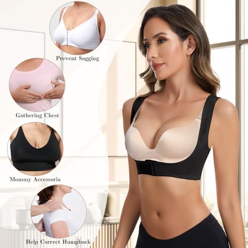 QWD Sleeveless Posture Corrector for Women Back Support Chest Brace Up Bras