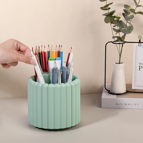 Anyoifax Rotating Pen Holder for Desk Removable Pencil Cup, Small Green