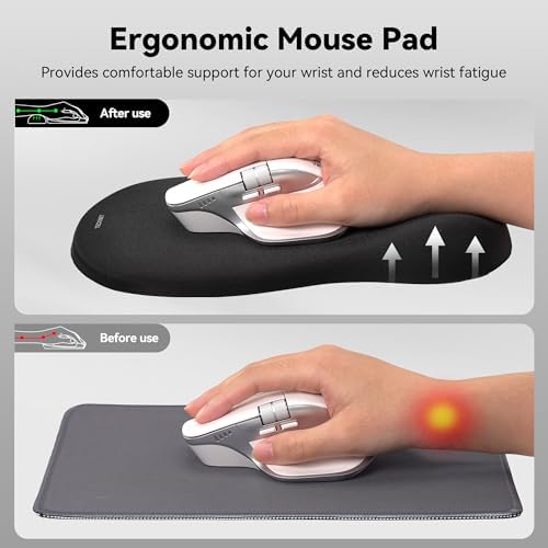 TECKNET Ergonomic Mouse Pad with Wrist Rest, Smooth Surface & Non-Slip Base