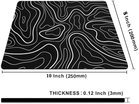 Mouse Pad Black with White Topographic Line, Gaming Mousepad Mouse Pads for Desk Keyboard with Anti-Slip Rubber Base, Keyboard Pad Mouse Mat for Home and Office