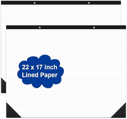 Yaridar (2-Pack) Large Lined Paper Pad - 22" x 17" Ruled Notepad, 100 Sheets/200 Pages Legal Pads, 100 gsm White Paper Notepad Desk Pad for School, Home, Office, Business