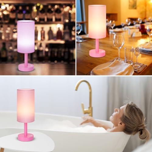 LALISU Cordless Table Lamp, 3 Color Portable Battery Lamp Wood Base Touch