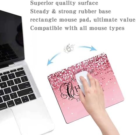 I Can Do All Things Inspirational Quote Mouse Pad, Pink Mouse Pads for Desk Non-Slip Rubber Base Mousepad for Laptop, Mouse Pad for Women Mouse Pads for Wireless Mouse Desk Pad Desk Accessories