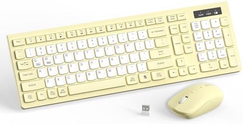 Wireless Keyboard and Mouse Combo Silent for Office and Home(Yellow-B)
