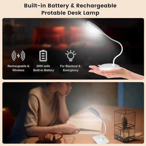 Portable Battery Powered Desk Lamp Small Rechargeable LED Table Light