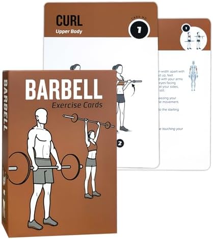 Barbell Workout Cards, 62 Exercises Cards Deck Large Size 5" x 3.5" Fitness Cards for Women & Men, Beginner Fitness Guide to Training Exercises at Home or Gym