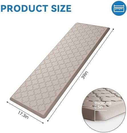 Kitchen Mats for Floor, Cushioned Anti Fatigue Mat, Non-Slip, Khaki