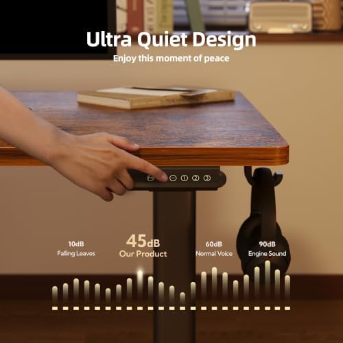 INNOVAR Electric Height Adjustable Standing Desk, 48x24 Inch, Rustic Brown