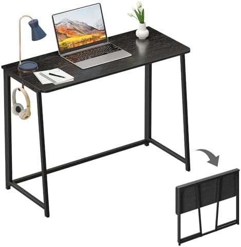 WOHOMO Folding Desk, 39.4" Foldable Computer Table for Small Spaces, Black
