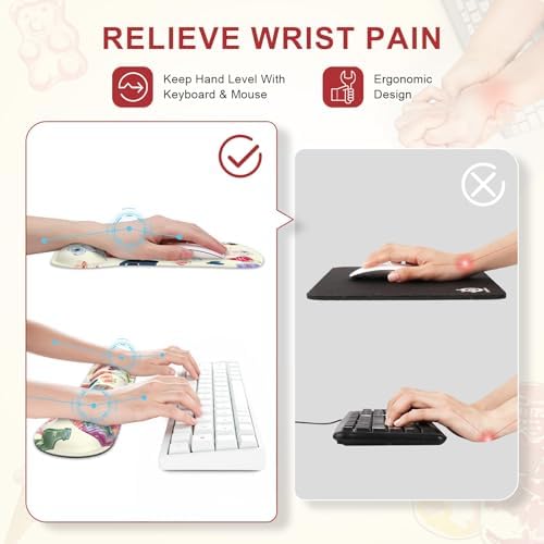 iCasso Ergonomic Mouse Pad, Keyboard Wrist Rest, Memory Foam Mousepad with Wrist Support, Easy Typing and Relieve Wrist Pain Keyboard Pad for Computer(Watercolor Stickers)
