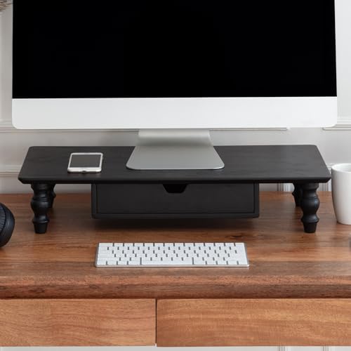 Anji Mountain Monitor Stand for Desk - Desktop Organizer & Laptop Riser, Ergonomic Monitor Riser, Space-Saving, Durable, Easy Assembly & Ideal for Home & Office,Black, 24-Inch, Storage Edition