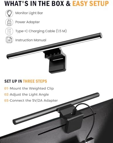 15.8" Monitor Light Bar, No-Glare Asymmetric Desk Screen Lamp