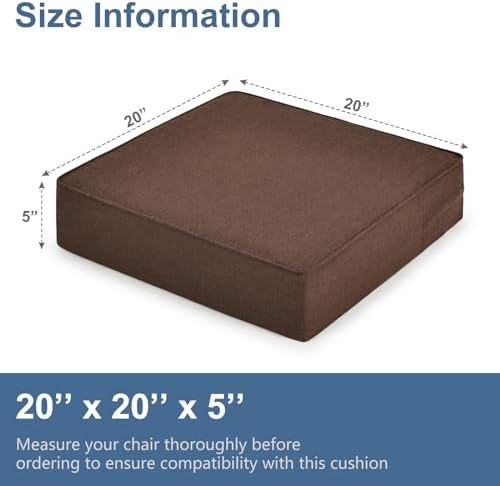 Shinnwa Gel Memory Foam Recliner Cushion for Elderly, Extra Large Seat Cushion, Dual-Layer Foam Chair Pad for Couch, Armchair, Wicker Chairs, Floor, 20 × 20 × 5in, Caramel