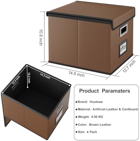 File Organizer Box with Lids, Collapsible File Folder Organizer