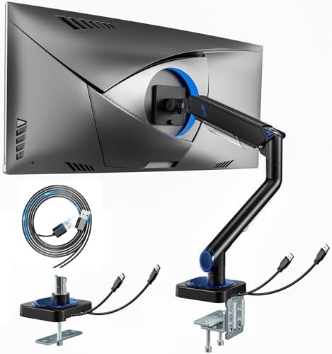 ARES WING 17-49 Inch Monitor Arm Ultrawide Monitor Mount with USB, Black