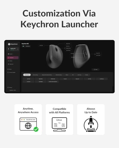 Keychron M5 1K Wireless Vertical Mouse with Thumb Wheel, Silent Clicks