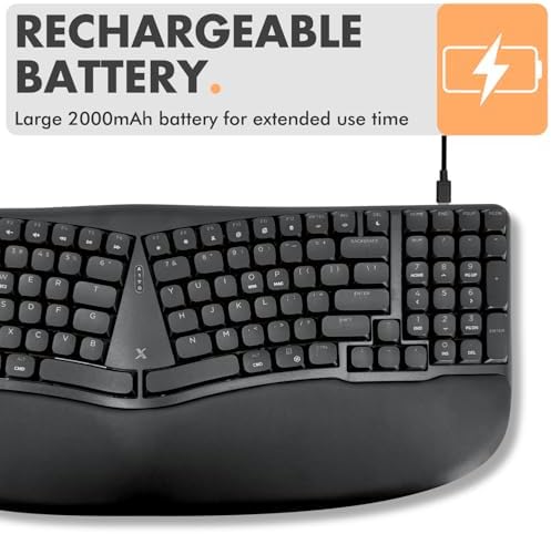 X9 Performance Wireless Mechanical Ergonomic Keyboard - (BT + 2.4G + Wired) - Wireless Mechanical Split Ergonomic Keyboard - Built-in Wrist Cushion, Pink Switch, Backlit, Rechargeable - for PC/Mac