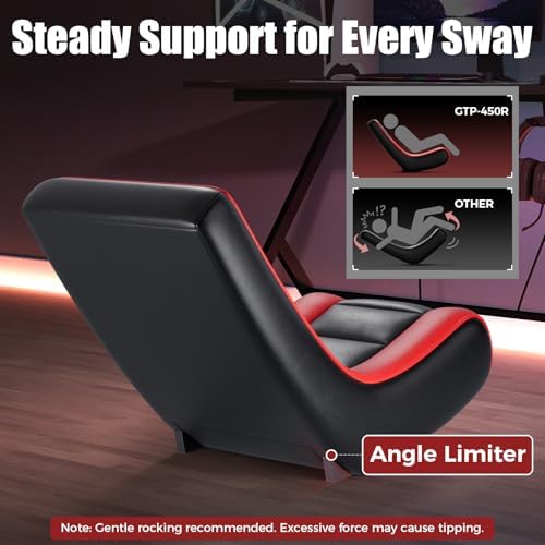GTPLAYER Floor Rocker Gaming Chair – Adjustable Angle Limiter, Ultra Lightweight Ergonomic Floor Rocking Game Seat for Gaming and Lounging, Red