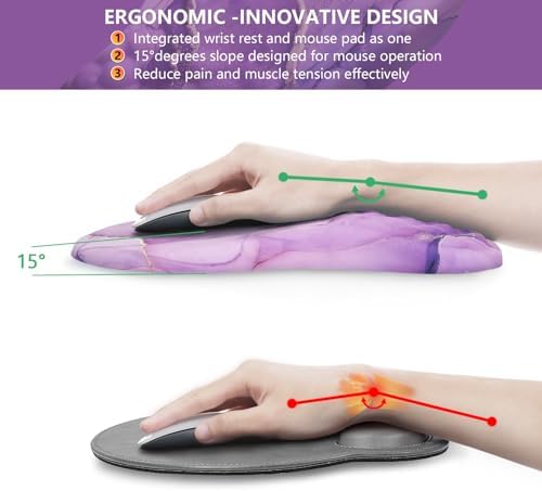 Ergonomic Mouse Pad Wrist Rest, 15° Memory Foam, Non-Slip PU Base