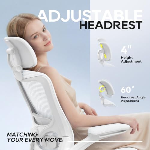 Ergonomic Office Chair for Long Hours, Padded Lumbar Support for Lower Back Relief, 330 lb Capacity, Comfortable Computer Desk Chair for Home Office, Work & Study