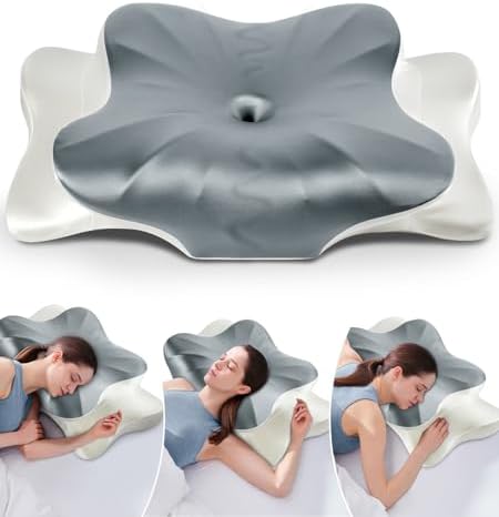 DONAMA Cervical Pillow for Neck and Shoulder Pain Relief, Cooling Contour Memory Foam Pillow, Dual-Height Ergonomic Neck Support Pillow for Side Back Stomach Sleepers with Removable Pillowcase