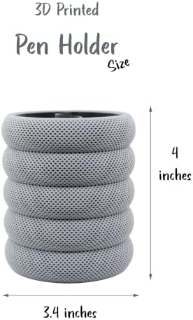 PowerTRC 3D Printed Grideo Pen Holder for Desk – Modern Pencil Cup Organizer, Office Supplies Holder, Classroom Teacher Desk Decor, Home Office Gift, Made in USA (Concrete Gray)
