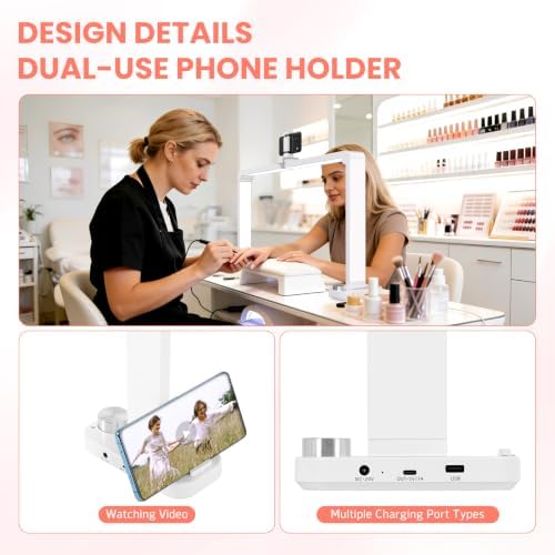 Half Moon Light for Nail Desk, Large Nail Lamp for Desk, White