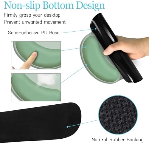 LIMKRIAN Sage Green Mouse Pad Set, XXL Desk Matt for Desktop Decor