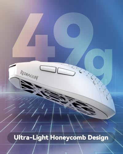 Redragon M725 Honeycomb Shell Gaming Mouse Wireless Lightweight 49g -White