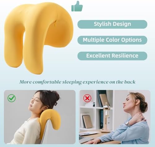 SheRest Office Chair Neck Pillow, Memory Foam Ergonomic Nap Pillow Office Chair Headrest Accessory, Neck Support Pillow Ideal for Office and Gaming, Yellow