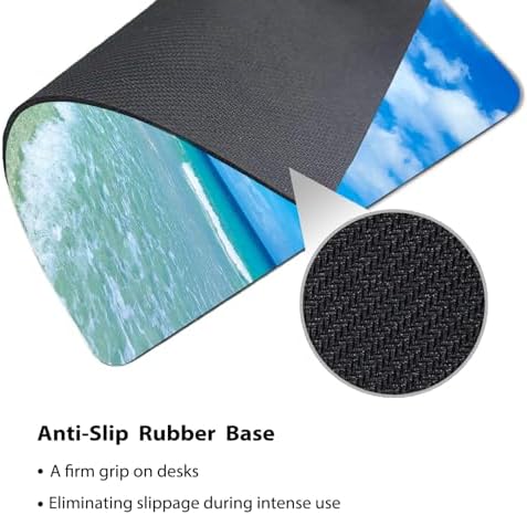 9.5x7.9 Inch Office/Gaming Mouse Pad, Tropical Beach Paradise Turquoise Ocean Coastline Palm Tree Island, Cute Anti-Slip Mat for Desk Decor