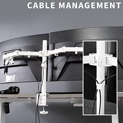 VIVO Cable Management Clips for Desk Monitor Stands, Computer Office Workstation Cord Organization Kit, 1 Pole Clip and 4 Arm Clips, Set of Monitor Mount Wire Holder Hooks, White, PT-SD-WC05CW