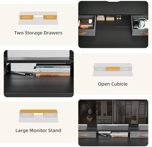 Seang 48''*24'' Electric Standing Desk with Storage, Black