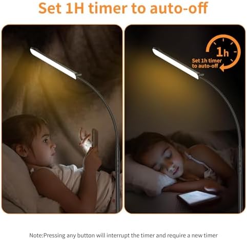 FRIDEKO HOME 2 Pack Floor Lamps for Living Room Reading Light, 1800LM Black