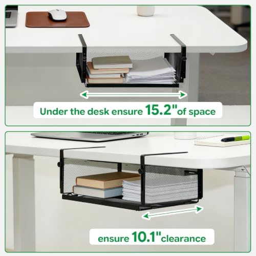 Black C-Clamp Under Desk Adjustable Carbon Steel Storage Organizer