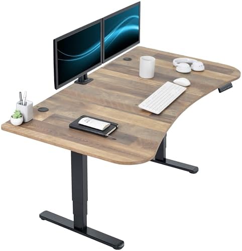 VIVO Reclaimed Wood 63 x 32 in Standing Desk, DESK-KIT-2B1P