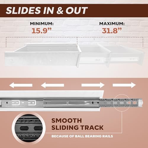 Large 23.6 Inch White Under Desk Drawer Slide Out, Great For The Office, Home And Workspace. Pencil & Undermount Pull Out Under Counter Workbench Attachable Drawer, Made Of Carbon Steel