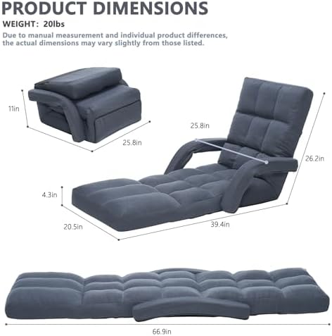 Adjustable Floor Gaming Chair with Footrest, 14-Position Backrest