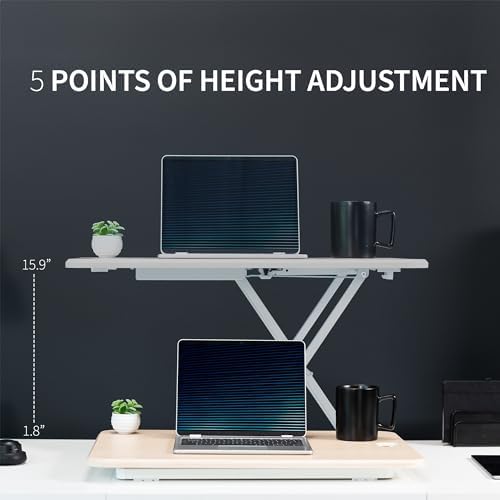 VIVO Light Wood 26 in Single Top Standing Desk Converter, DESK-V001JF