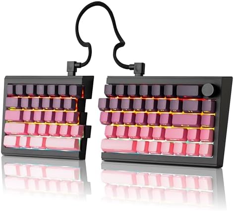 ZORNHER ST68 Wireless Ergonomic Split Mechanical Keyboard,65% Pink & Purple Custom Creamy TKL Keyboard with Knob,Lighted Up PBT Keycaps,Pre-lubed Clicky Switches,Hot-Swappable,RGB Backlit