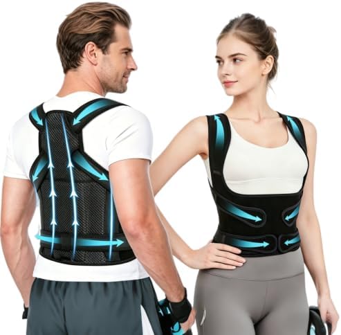 WEEOATAR Upper Back Support Posture Corrector Strap Posture Trainer, Breathable, Easy to Wear with Magic Sticker Back Brace to Improve Posture for Adults and Kids (Black, M)