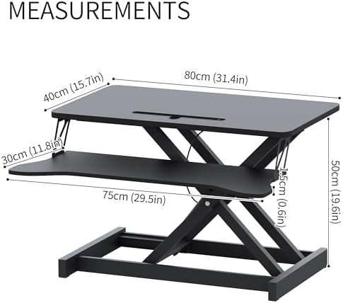 Panana Standing Desk Converter, Height Adjustable Sit to Stand Up Workstation, Dual Monitor and Laptop with Wide Keyboard Tray for Home Office (31.5")